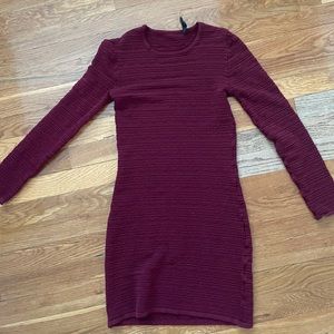 burgundy tight ribbed dress